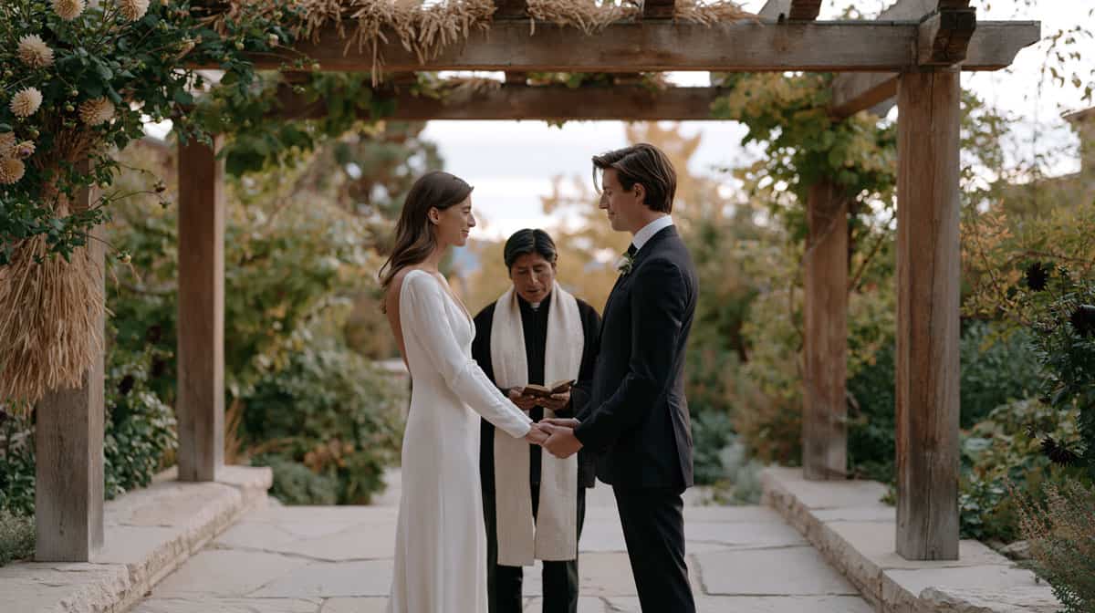 Bride-+-Groom-at-Garden-Alter Bride and groom at alter