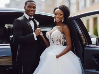 Bride-+-Groom-Enter-Exit-Car Bride and groom entering ceremony from a fancy car